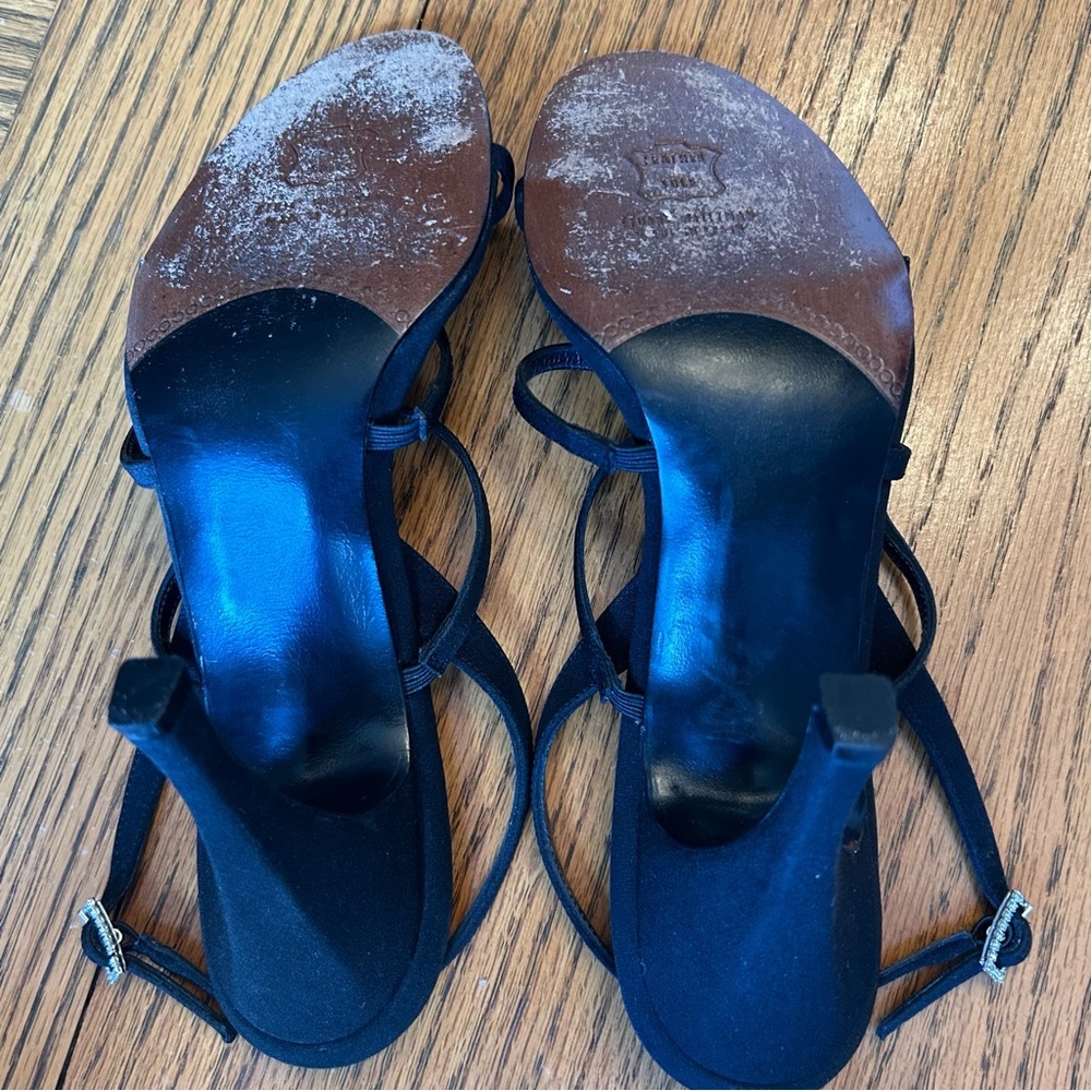 Stuart Weitzman Black Strappy Sandals Rhinestones on Strap & Buckle Size 9 - Picture 9 of 12